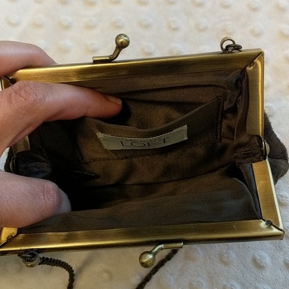 Brown Floral Embroidered Mini Purse with Chain - Picture 2 of 2